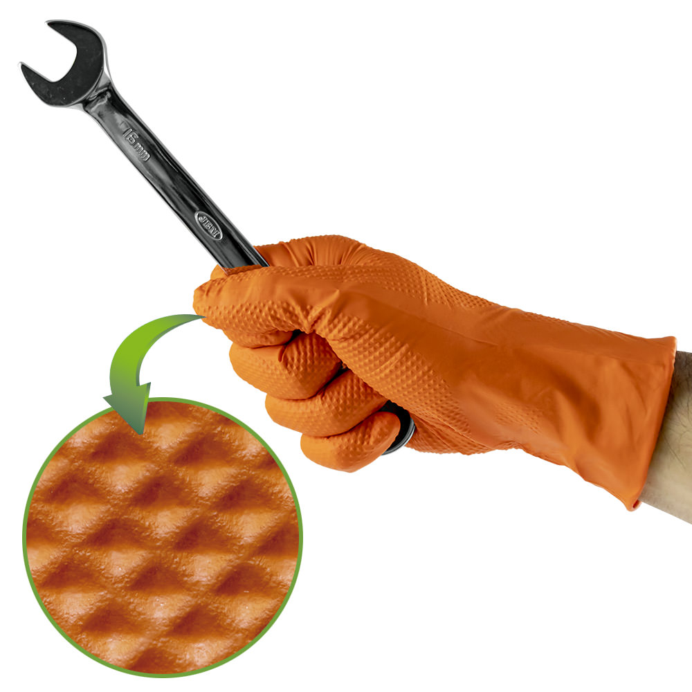 Luvas Descartáveis Laranja Texturizadas - 100 un. JBM - Image 2